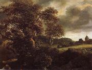 Jacob van Ruisdael Hilly Landscape with a great oak and a Grainfield France oil painting artist